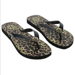 Tory Burch Leopard Animal Print Flip Flops Sandals